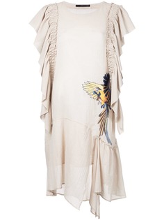 Maurizio Pecoraro драпированное платье с вышивкой птицы