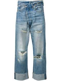 R13 укороченные джинсы с прорезями