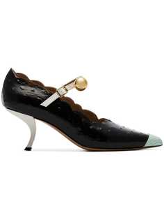 Marni black Mary Jane 50 bow heel leather pumps