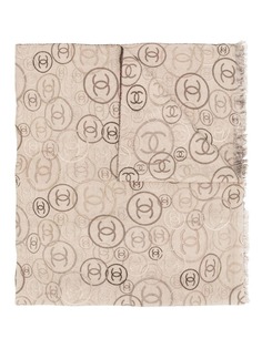 Chanel Vintage jacquard logo knit scarf