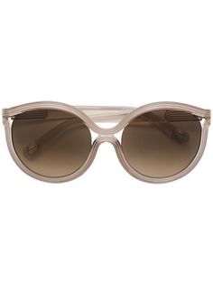Chloé Eyewear солнцезащитные очки в полосатой круглой оправе