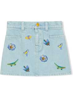 Gucci Kids джинсовая юбка с вышивкой