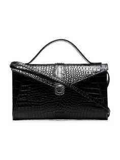 Complet black Mika mini crocodile embossed leather shoulder bag
