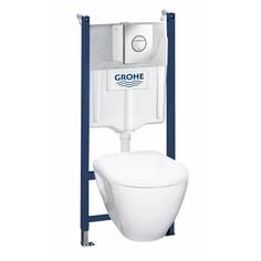 Набор 5-в-1 GROHE Solido: подвесной унитаз с сиденьем и крышкой + система инсталляции с панелью смыва Nova Cosmopolitan (38950000)