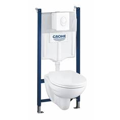 Набор 4-в-1 GROHE Solido: подвесной унитаз с сиденьем и крышкой + система инсталляции с панелью смыва Skate (39117000)