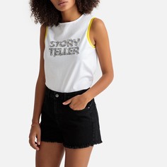 Топ с принтом-надписью с круглым вырезом La Redoute Collections