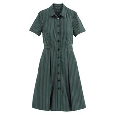 Платье-рубашка в полоску средней длины с короткими рукавами La Redoute Collections