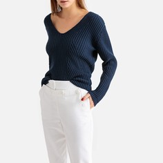 Пуловер с V-образным вырезом из трикотажа 100% хлопок La Redoute Collections