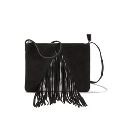 Сумка-клатч из кожи с бахромой La Redoute Collections