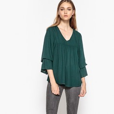 Блузка с V-образным вырезом, рукава 3/4 La Redoute Collections