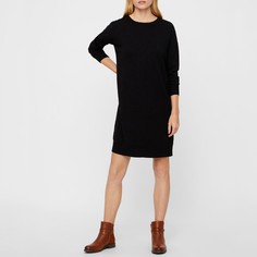 Платье-пуловер с круглым вырезом, складки сзади и длинные рукава Vero Moda