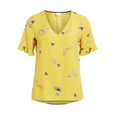 Блузка с V-образным вырезом, рисунком и короткими рукавами Vila