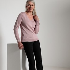 Пуловер с V-образным вырезом из полушерстяного тонкого трикотажа Anne Weyburn