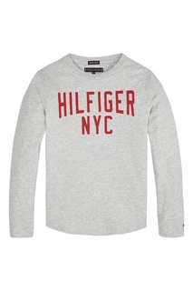 Серый лонгслив с логотипом Tommy Hilfiger Kids