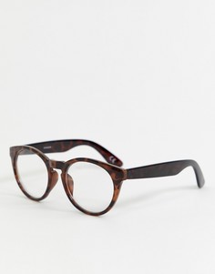 Круглые очки в черепаховой оправе с прозрачными стеклами ASOS DESIGN - Коричневый