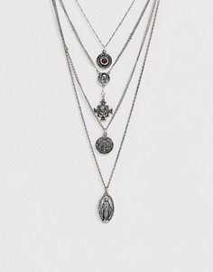 Ярусное ожерелье с подвесками Reclaimed Vintage inspired эксклюзивно для ASOS - Серебряный