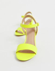 Неоново-желтые туфли на блочном каблуке New Look - Желтый