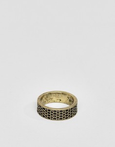 Золотистое кольцо с узором в виде пчелиных сот Icon Brand - Золотой
