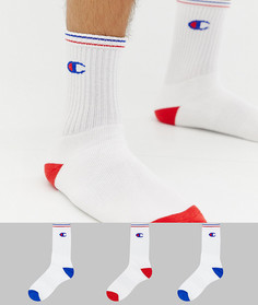 Набор из 3 пар белых носков с логотипом Champion - Белый