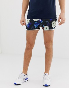 Трикотажные шорты для бега с цветочным принтом ASOS DESIGN - Темно-синий
