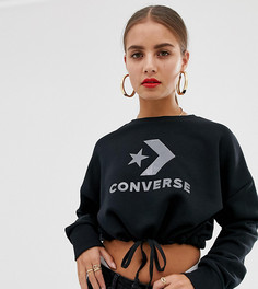 Черный укороченный свитшот со звездой и шевроном Converse - Черный