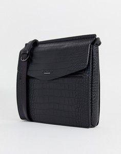 Черная сумка-сэтчел через плечо с эффектом крокодиловой кожи Fiorelli - Черный
