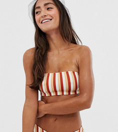 Коричневый бикини топ-бандо в полоску Monki - Мульти