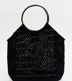 Пляжная сумка-тоут с отделкой бисером Accessorize Sophia - Черный