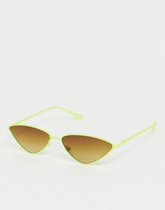 Солнцезащитные очки кошачий глаз в металлической оправе ASOS DESIGN - Желтый