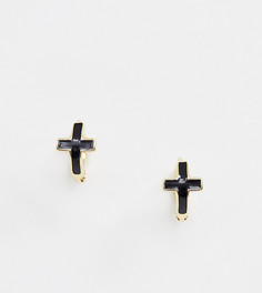 Позолоченные серебряные серьги-кольца с крестом DesignB - Золотой