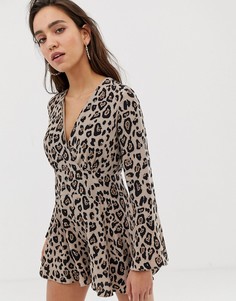 Ромпер с леопардовым принтом River Island - Черный