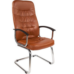 Офисное кресло Русские кресла РК 200V полозья хром коричневая Ариес
