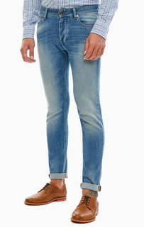 Синие зауженные джинсы с застежкой на болты United Colors of Benetton