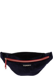 Поясная сумка из синего бархата Tommy Hilfiger