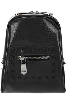 Маленький черный рюкзак с выделкой под рептилию GUM Gianni Chiarini Design