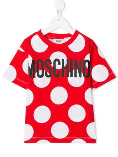 Moschino Kids футболка в горох с логотипом