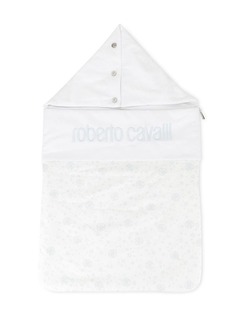 Roberto Cavalli Junior logo embroidered newborn blanket