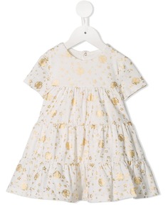 Roberto Cavalli Junior gold logo print dress