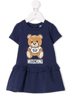 Moschino Kids трикотажное платье с принтом медведя