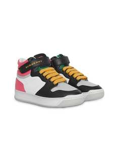 Burberry Kids Colour Block Leather High-top Sneakers
