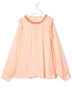 Chloé Kids TEEN lace trimmed blouse