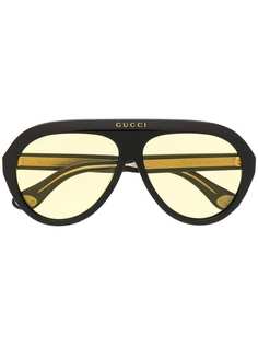 Gucci Eyewear солнцезащитные очки Navigator с логотипом