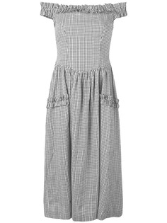 Shrimps off the shoulder gingham dress