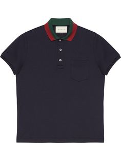 Gucci рубашка-поло с отделкой Web на воротнике