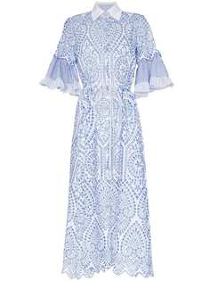 Evi Grintela Valerie lace detail collared midi dress