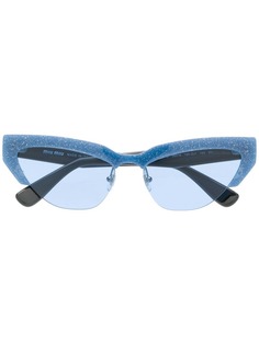 Miu Miu Eyewear солнцезащитные очки в оправе "кошачий глаз" с блестками