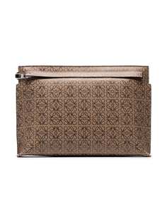 Loewe brown and black logo print leather pouch