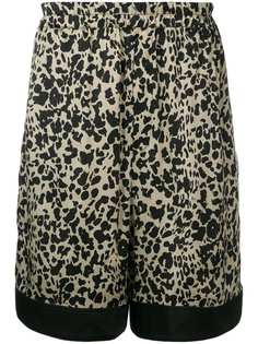 Laneus satin leopard-print shorts