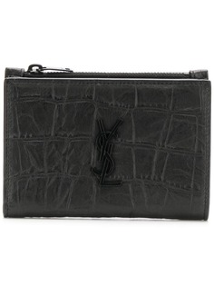 Saint Laurent кошелек с тисненой монограммой и крокодиловым узором