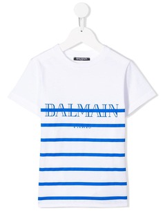 Balmain Kids футболка в полоску с логотипом